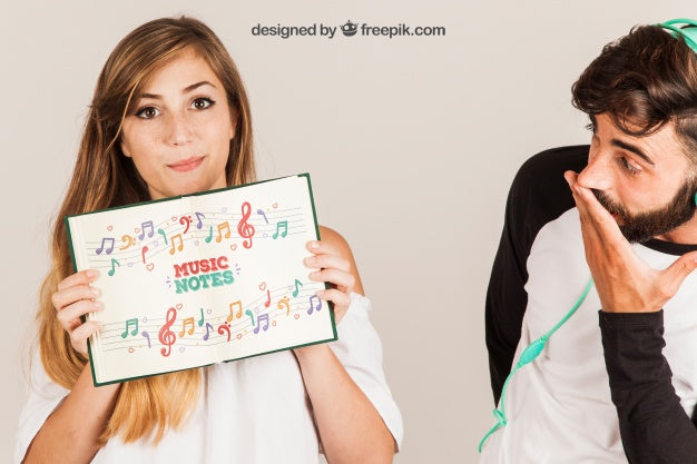 Funny Couple Showing Book Psd