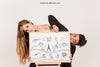 Funny Couple With Whiteboard Psd