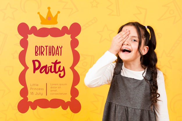 Funny Girl Posing While Covering One Eye Psd