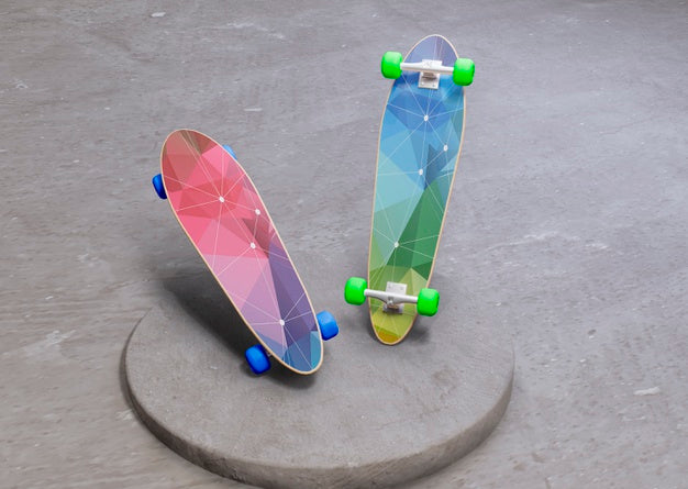 Futuristic Colorful Skateboards With Mock-Up Psd