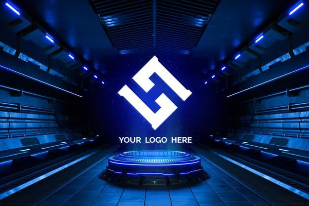 Futuristic Pedestal For Logo Mockup Psd