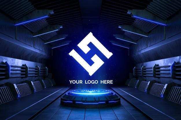 Futuristic Pedestal For Logo Mockup Psd