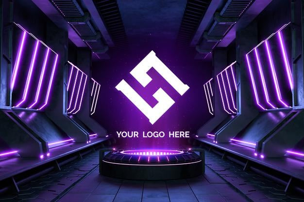 Futuristic Pedestal For Logo Mockup Psd