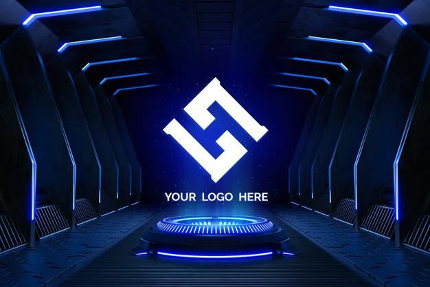 Futuristic Pedestal For Logo Mockup Psd