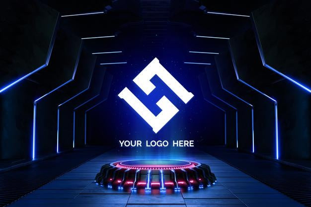 Futuristic Pedestal For Logo Mockup Psd