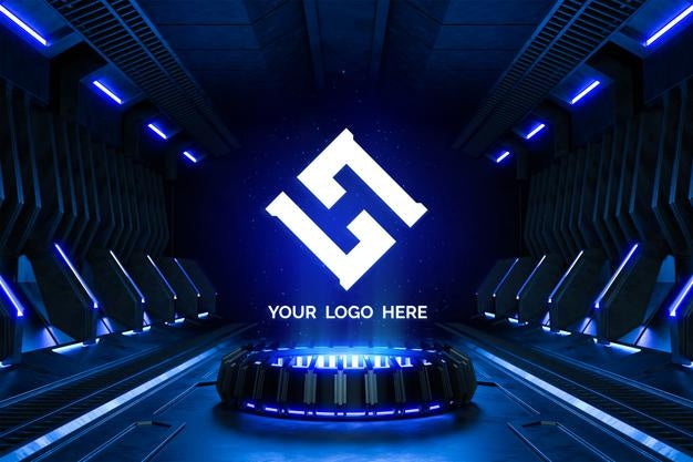 Futuristic Pedestal For Logo Mockup Psd