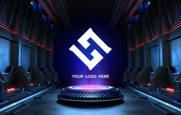 Futuristic Pedestal For Logo Mockup Psd