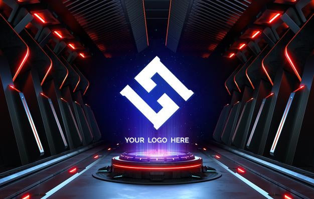 Futuristic Pedestal For Logo Mockup Psd