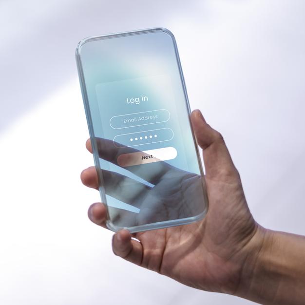 Futuristic Transparente Phone Screen Mockup Psd