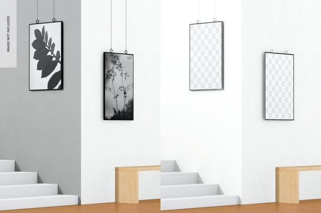 Gallery Frame Mockup, Right View Psd