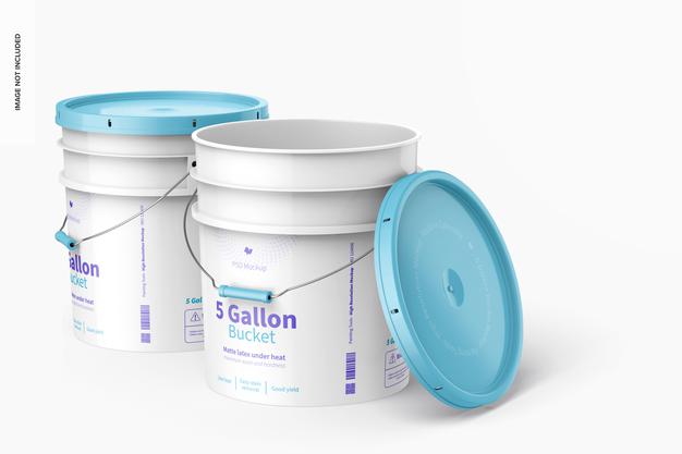 Gallon Buckets Mockup Psd