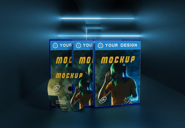 Gaming Abstract Packaging And Cd Mockup Psd