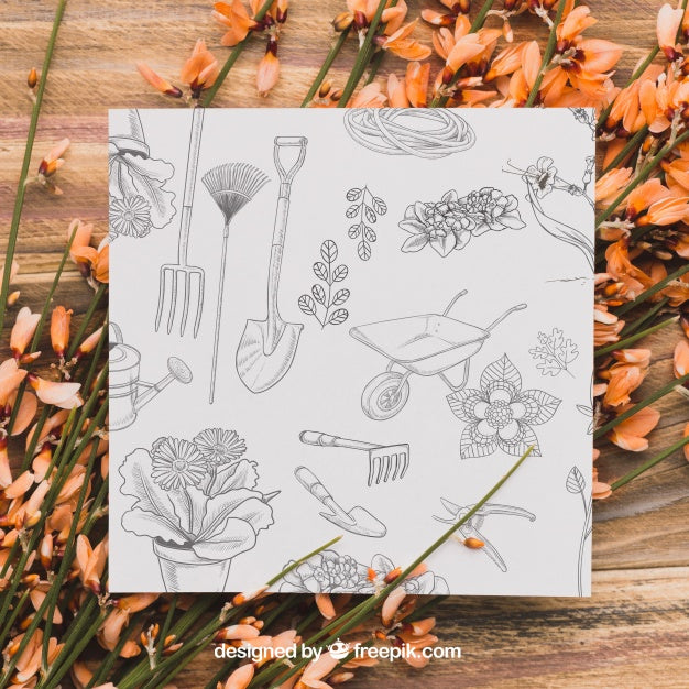 Garden Concept With Paper Psd