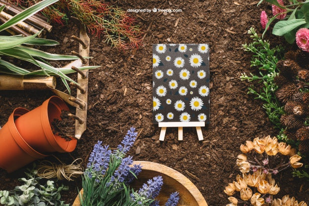 Gardening Mockup With Board Psd