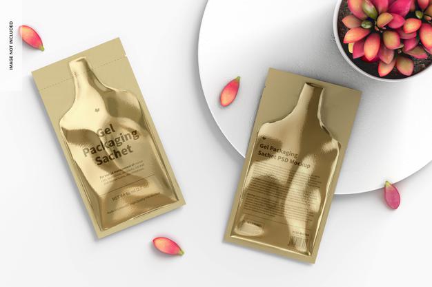 Gel Packaging Sachets Mockup Psd