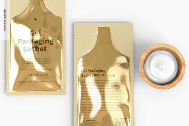 Gel Packaging Sachets Mockup Psd
