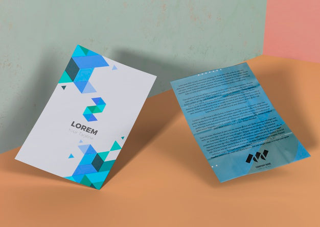 Geometric Blue Brand Company Business Mock-Up Paper Psd