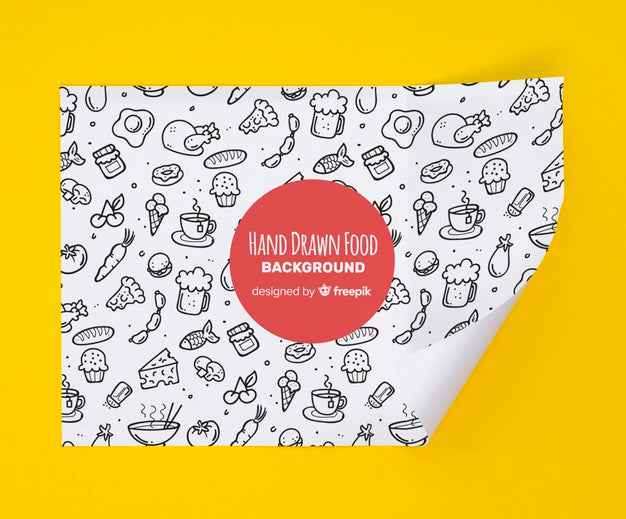 Geometry Paper With Hand Drawn Foods Psd