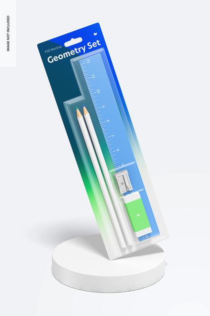 Geometry Ruler And Pencil Sets Mockup, Psd