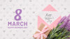 Gift And Lavender Flowers For Womens Day Celebration Psd