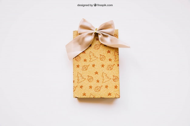 Gift Box Mockup With Christmas Design Psd