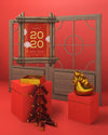 Gift Boxes And New Year Frame Psd