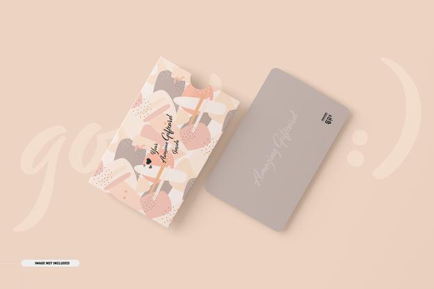 Gift Card Mockup With Card Holder Psd