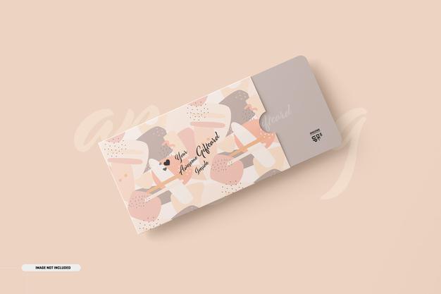 Gift Card Mockup With Card Holder Psd
