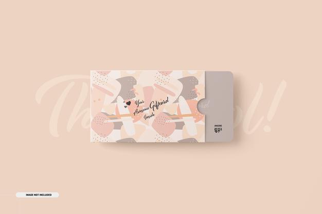 Gift Card Mockup With Card Holder Psd