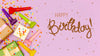 Gifts And Confetti Beside Happy Birthday Message Psd