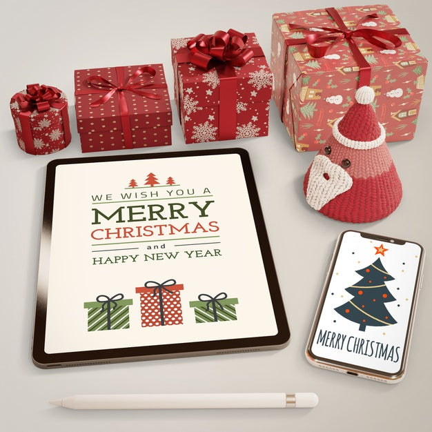 Gifts Collection Beside Modern Devices Psd