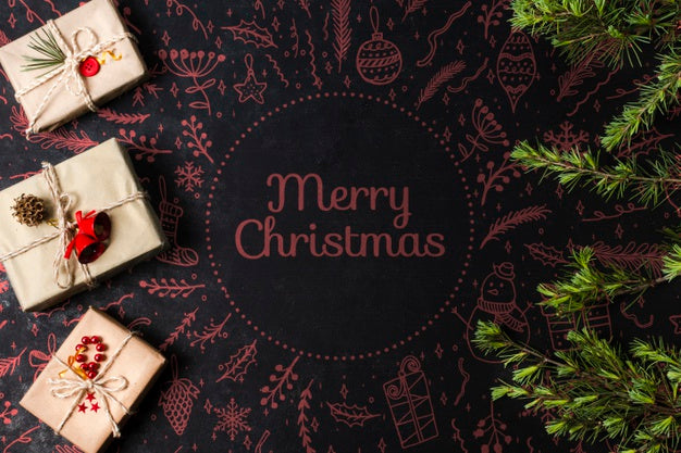 Gifts Collection On Table Mock-Up Psd