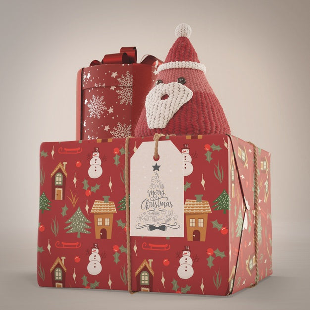 Gifts Wrapped In Red Decorative Paper Psd