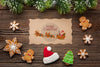 Gingerbread Flat Lay And Christmas Pine Leaves Psd