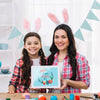 Girl And Mother With Tablet Mockup On Easter Day Psd