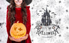 Girl Holding A Carved Pumpkin For Halloween Party Psd