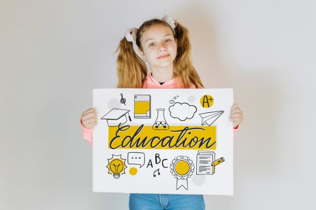 Girl Holding Paper Mockup Psd