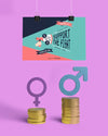 Girl Power Concept Arrangement With Hanging Card Mock-Up Psd