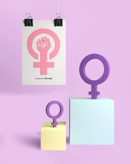 Girl Power Concept With Hanging Poster Mock-Up Psd