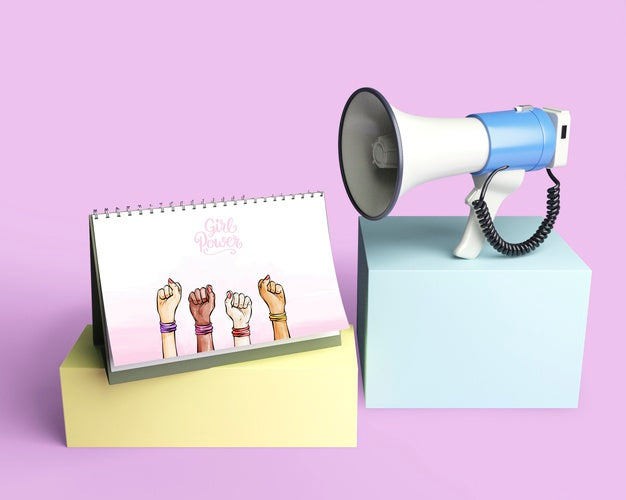 Girl Power Concept With Megaphone Psd
