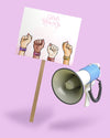 Girl Power Concept With Sign Mock-Up And Megaphone Psd