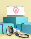 Girl Power Mock-Up With Megaphone Psd