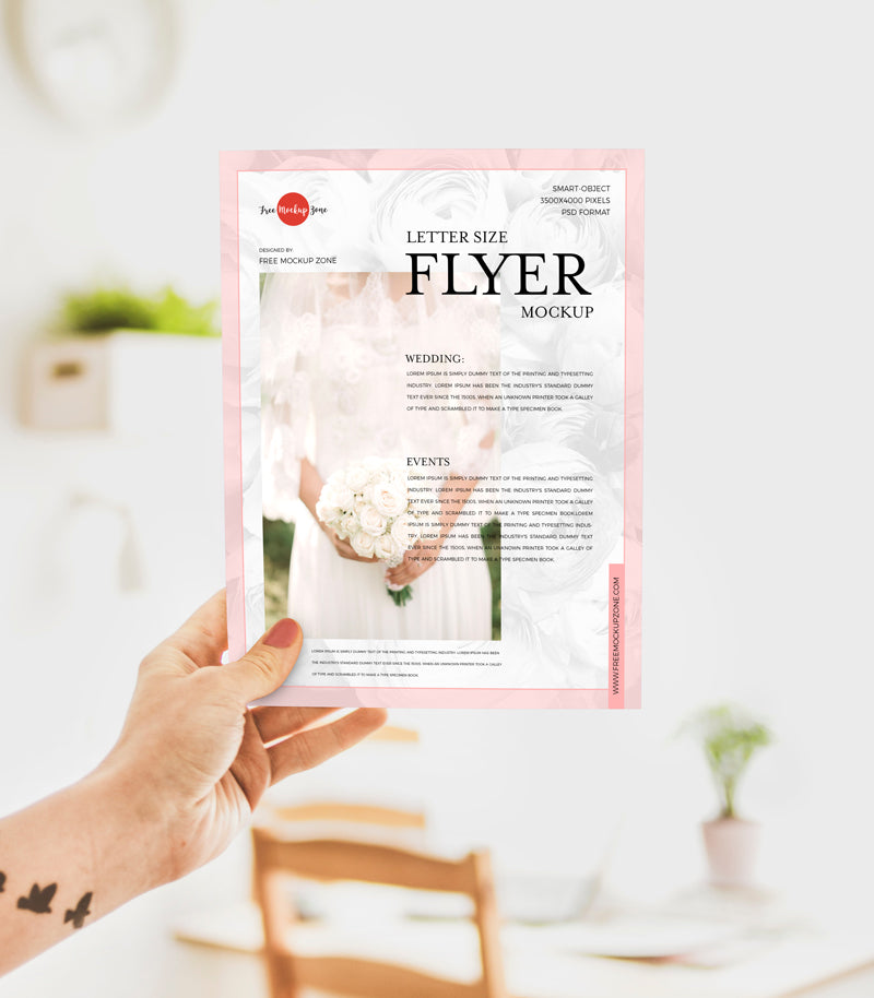 Girl Showing Letter Size Flyer Mockup