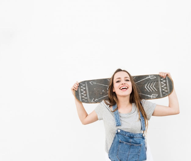 Girl With Skateboard Mockup Psd