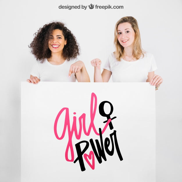 Girls Holding Whiteboard Psd