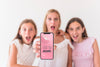 Girls Presenting Smartphone Mockup For Mothers Day Psd