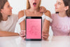 Girls Presenting Tablet Mockup For Mothers Day Psd
