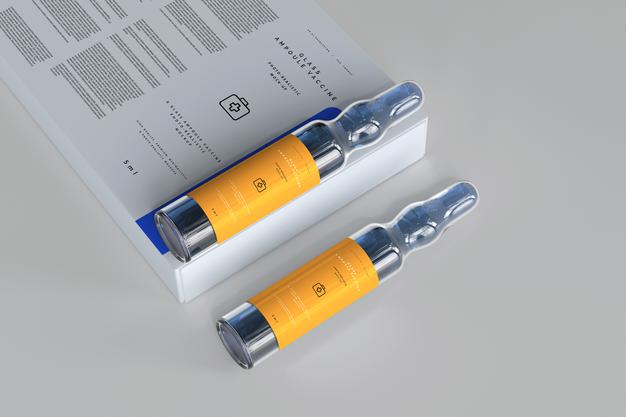 Glass Ampoule With Box Mockup Psd