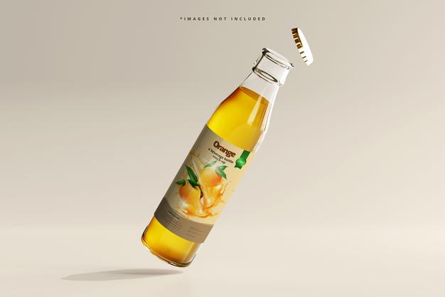 Glass Beverage Bottle Mockup Psd