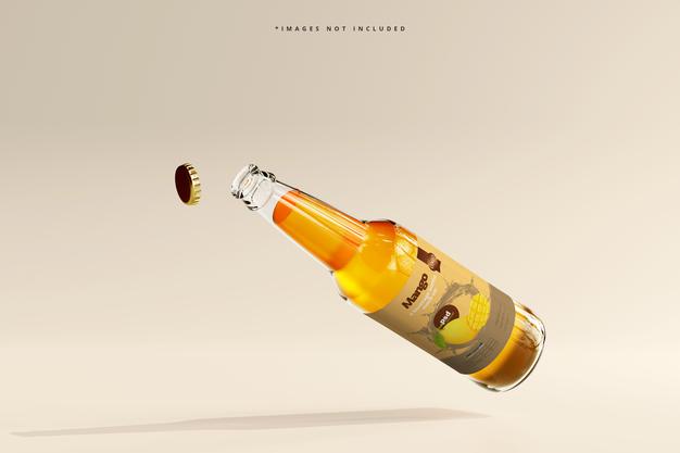 Glass Beverage Bottle Mockup Psd